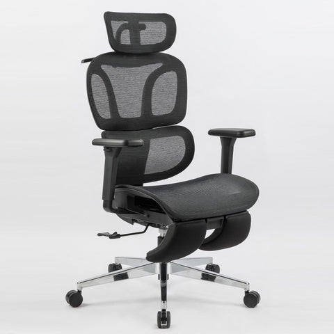 Full mesh office chair, ergonomic office chair, office mesh chair, adjustable headrest, armrests, foot pedals, with hanger