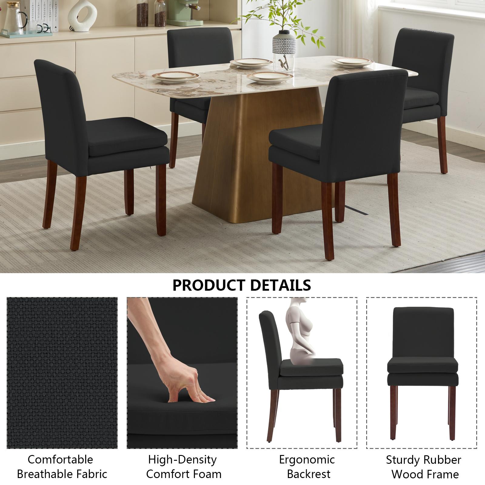 Armless linen dining chair with cushioned seat, featuring modern minimalist design suitable for various occasions.Set of 2 (2-Pack)