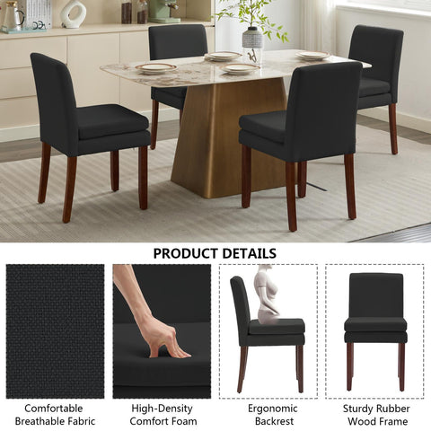 Armless linen dining chair with cushioned seat, featuring modern minimalist design suitable for various occasions.Set of 2 (2-Pack)