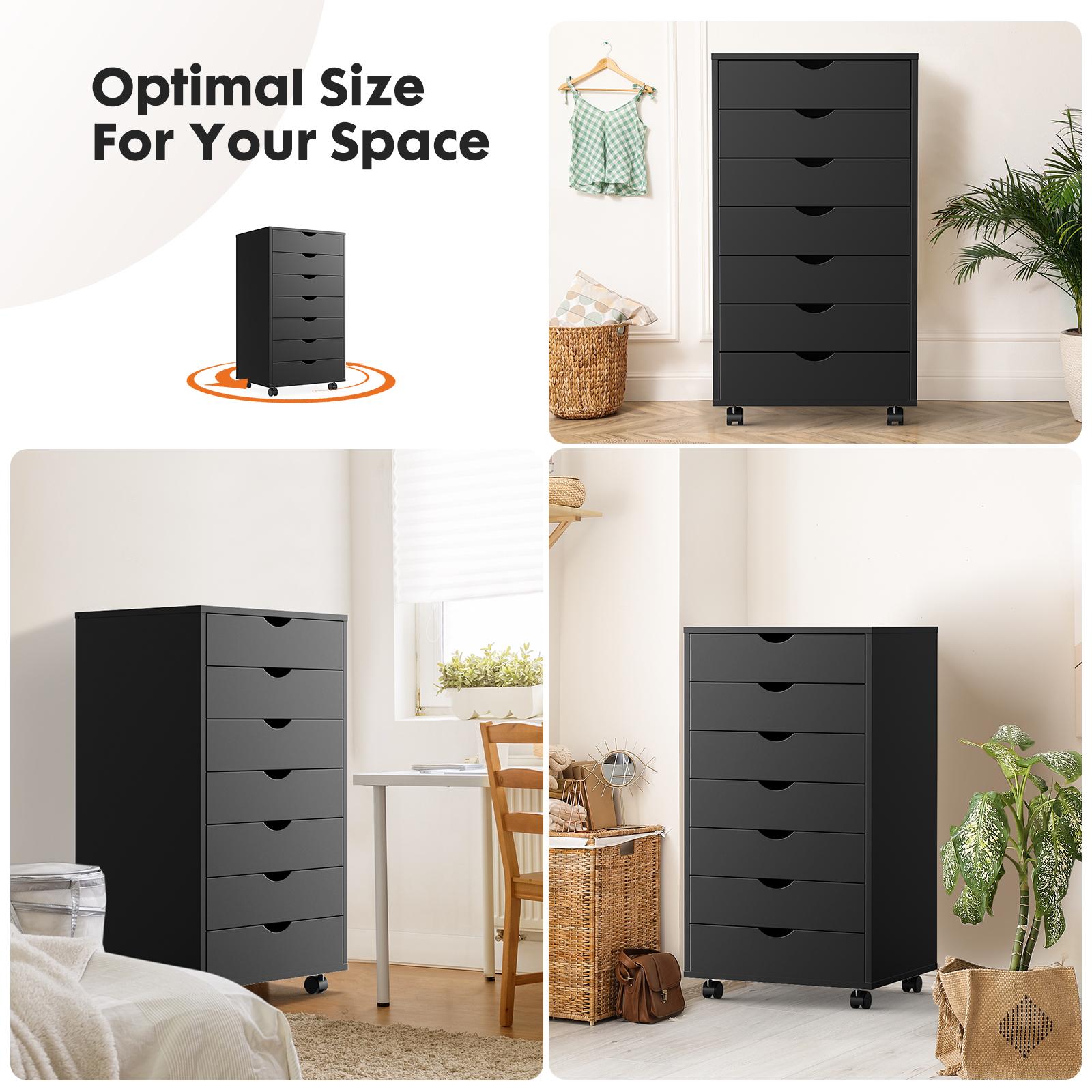 Panana 5/7 Drawer Chest, Wooden Tall Dresser Storage Dresser Cabinet With Wheels