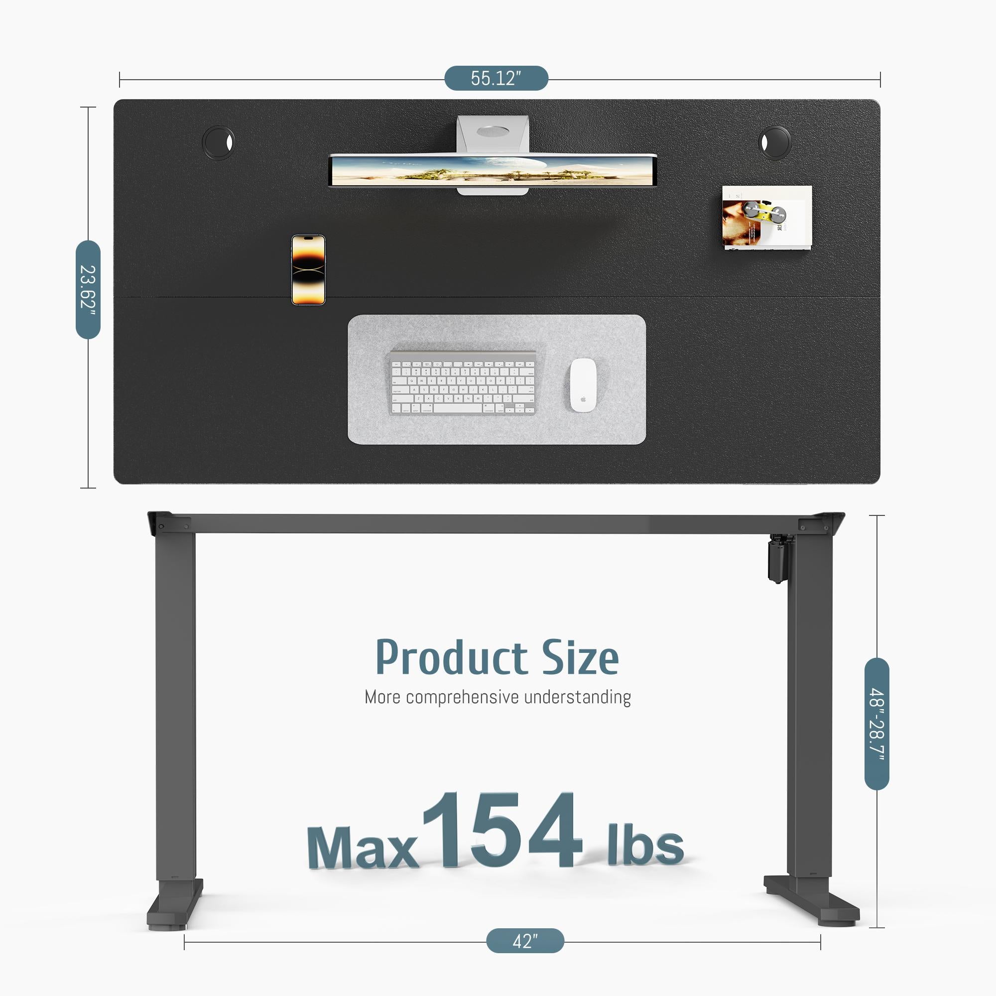 Ergonomic Height Adjustable Table with T-Shaped Metal Bracket Modern Computer Workstations