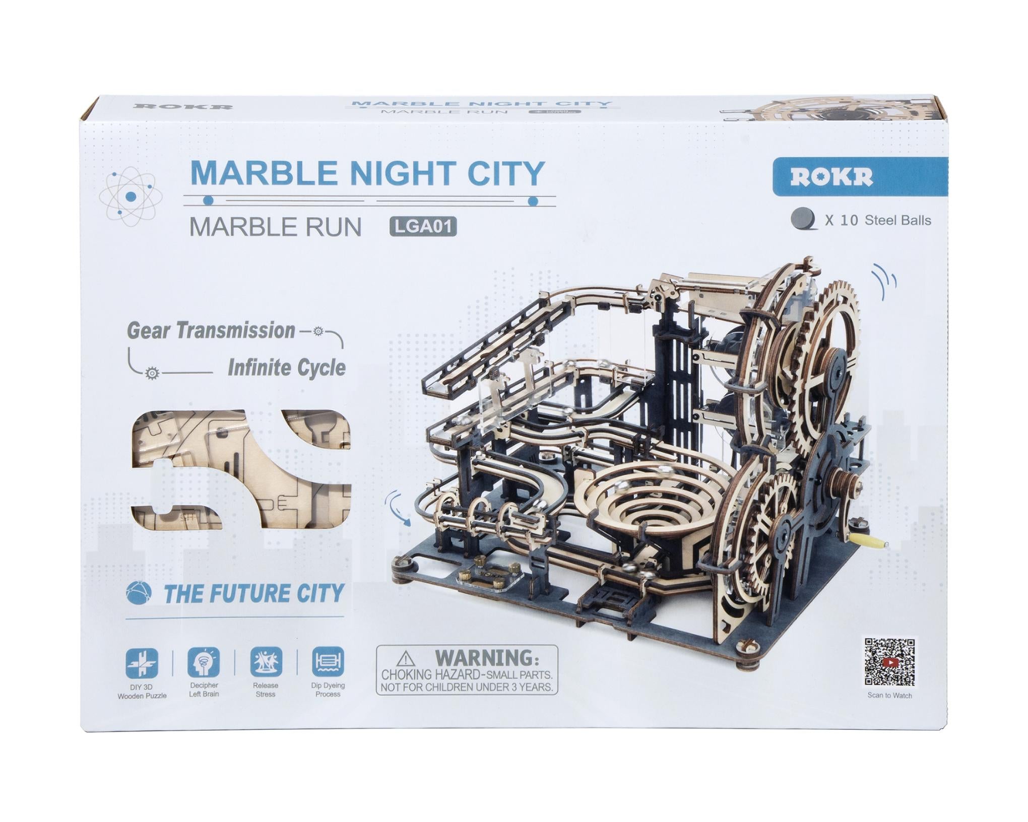 Robotime DIY 3D Wooden Puzzle Marble Run Assembly Model Building Block Stem Toy For Kids Adult