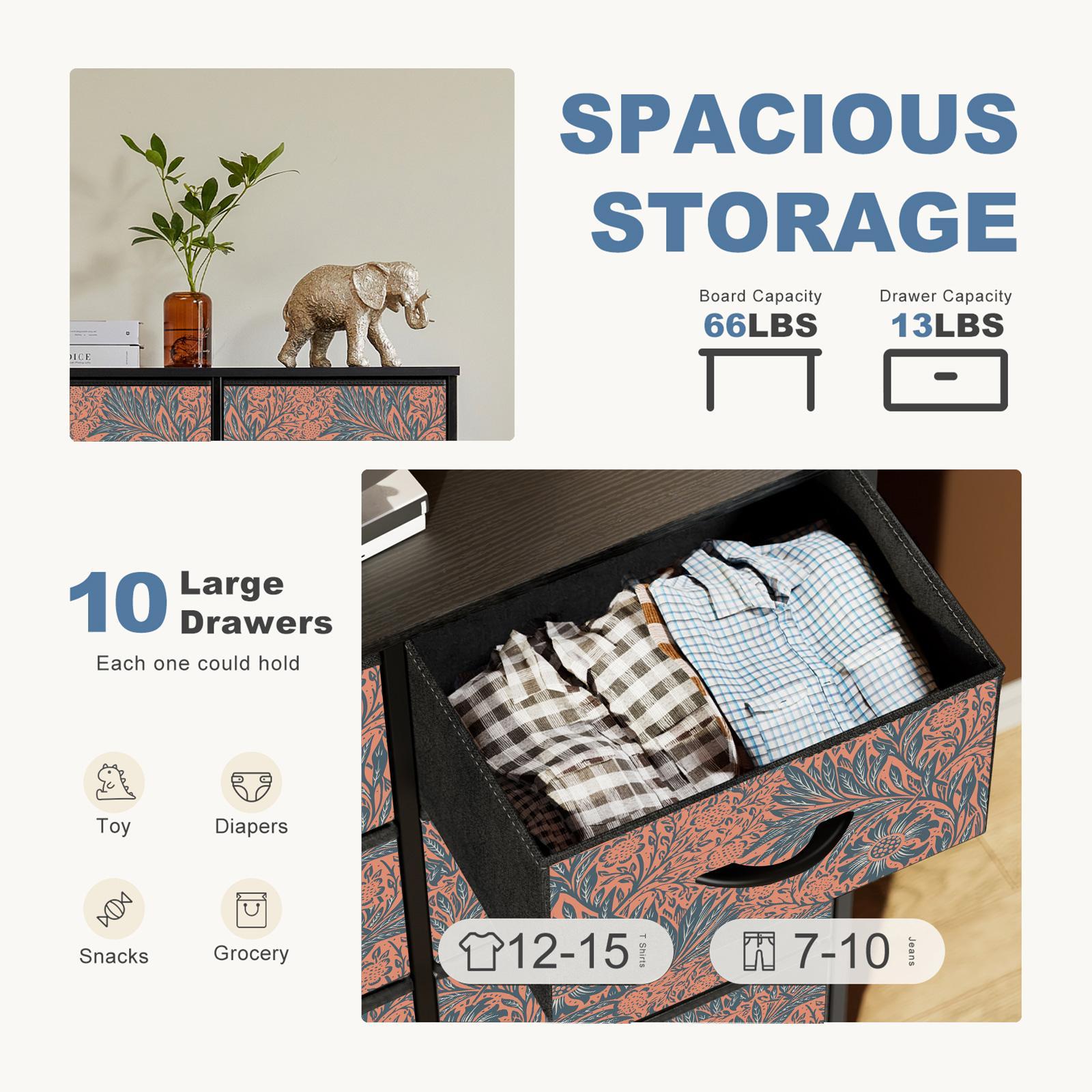 10-Drawer with Botanical Brocade Patter Design - 10BC-4362-BBP-020
