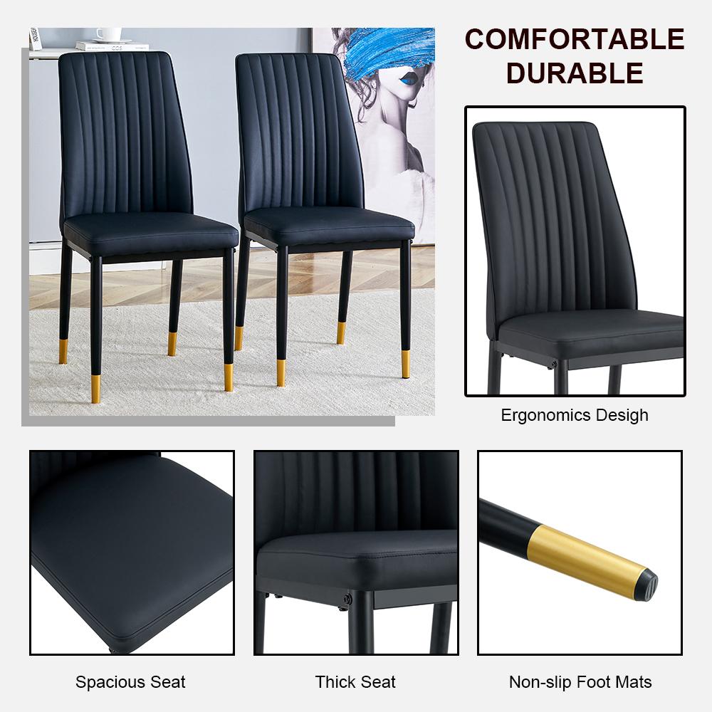 A set of 4 dining chairs, PU material high backrest seats and sturdy leg chairs, suitable for restaurants, kitchens, and living rooms.