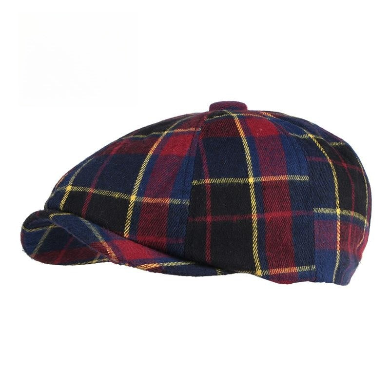 Men's Plaid Beret Octagonal Cap