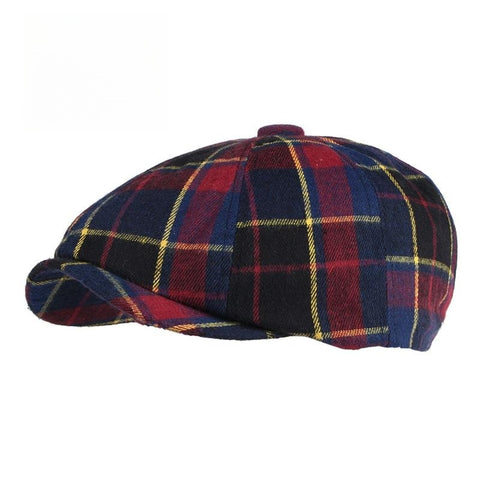 Men's Plaid Beret Octagonal Cap
