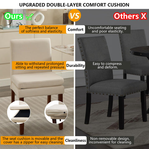 Armless linen dining chair with cushioned seat, featuring modern minimalist design suitable for various occasions.Set of 2 (2-Pack)