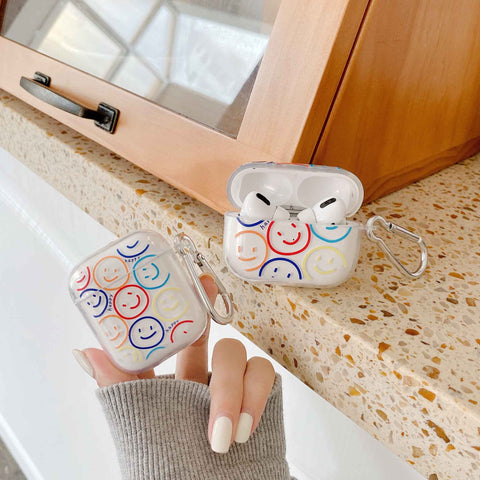 Smiley soft clear silicone Earphone shell For Apple Airpod 2/1 Cover For Airpod pro 3 Earphone case for airpods capa fundas