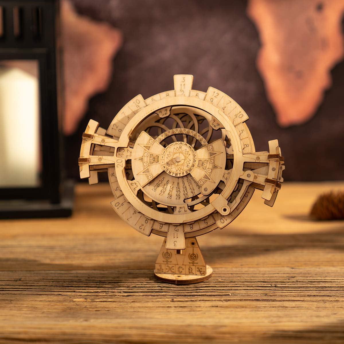 ROBOTIME 3D Wooden Mechanical Puzzle DIY Perpetual Calendar Craft Kits Laser-Cut Model Kit to Build Great Birthday and Christmas Gifts