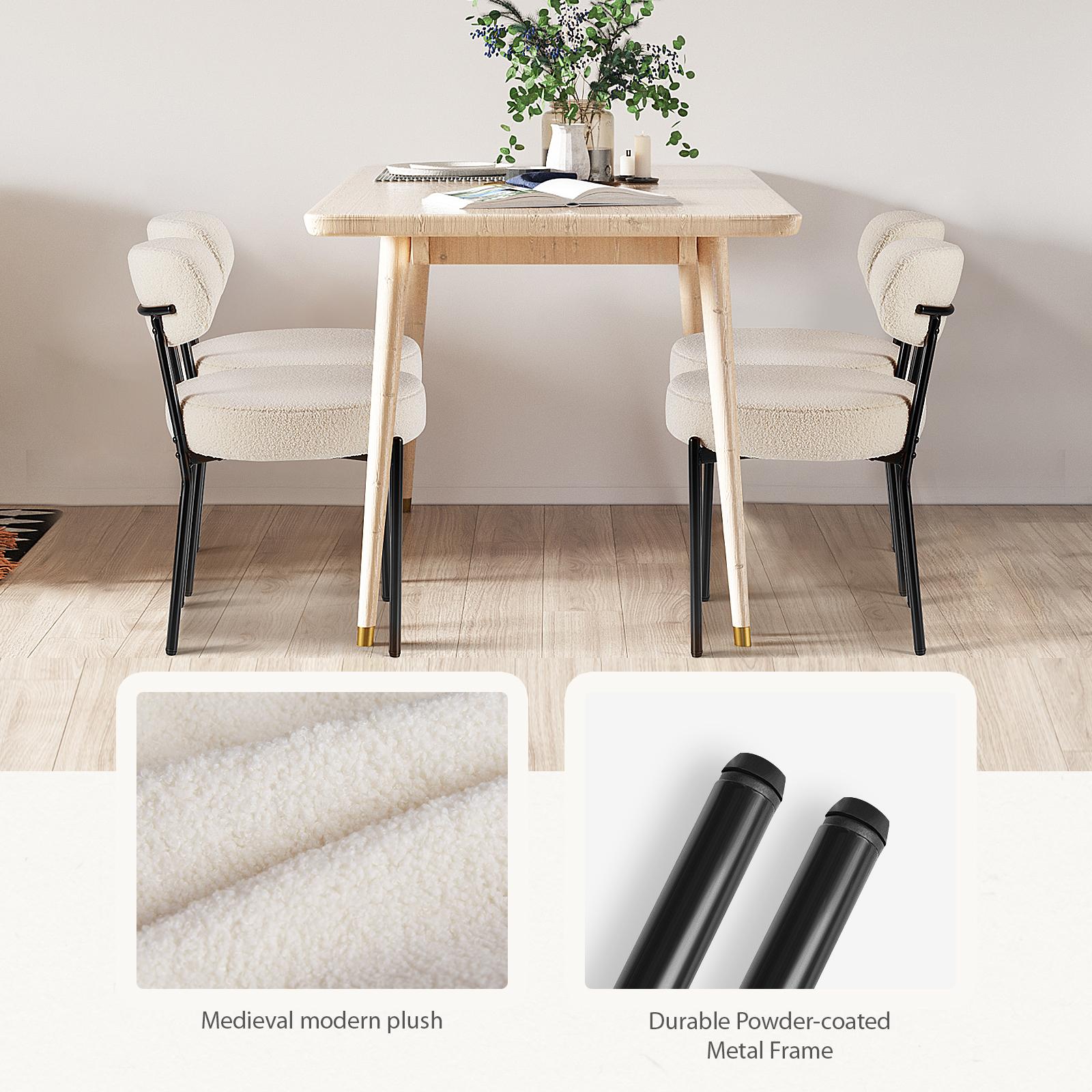 White Seat Cushion Black Steel Frame Comfort Dining Room Chair with Upholstered Backrest for Dining Room Bedroom