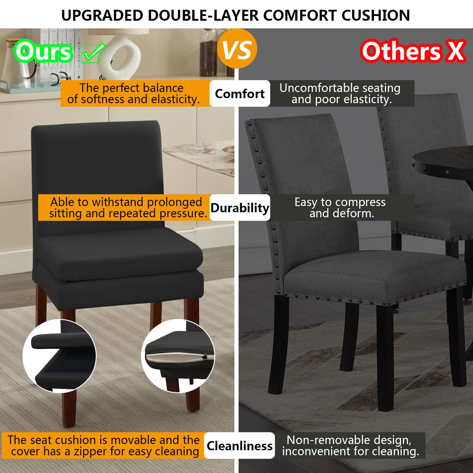Armless linen dining chair with cushioned seat, featuring modern minimalist design suitable for various occasions.Set of 2 (2-Pack)