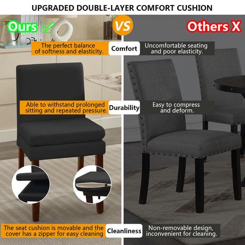 Armless linen dining chair with cushioned seat, featuring modern minimalist design suitable for various occasions.Set of 2 (2-Pack)