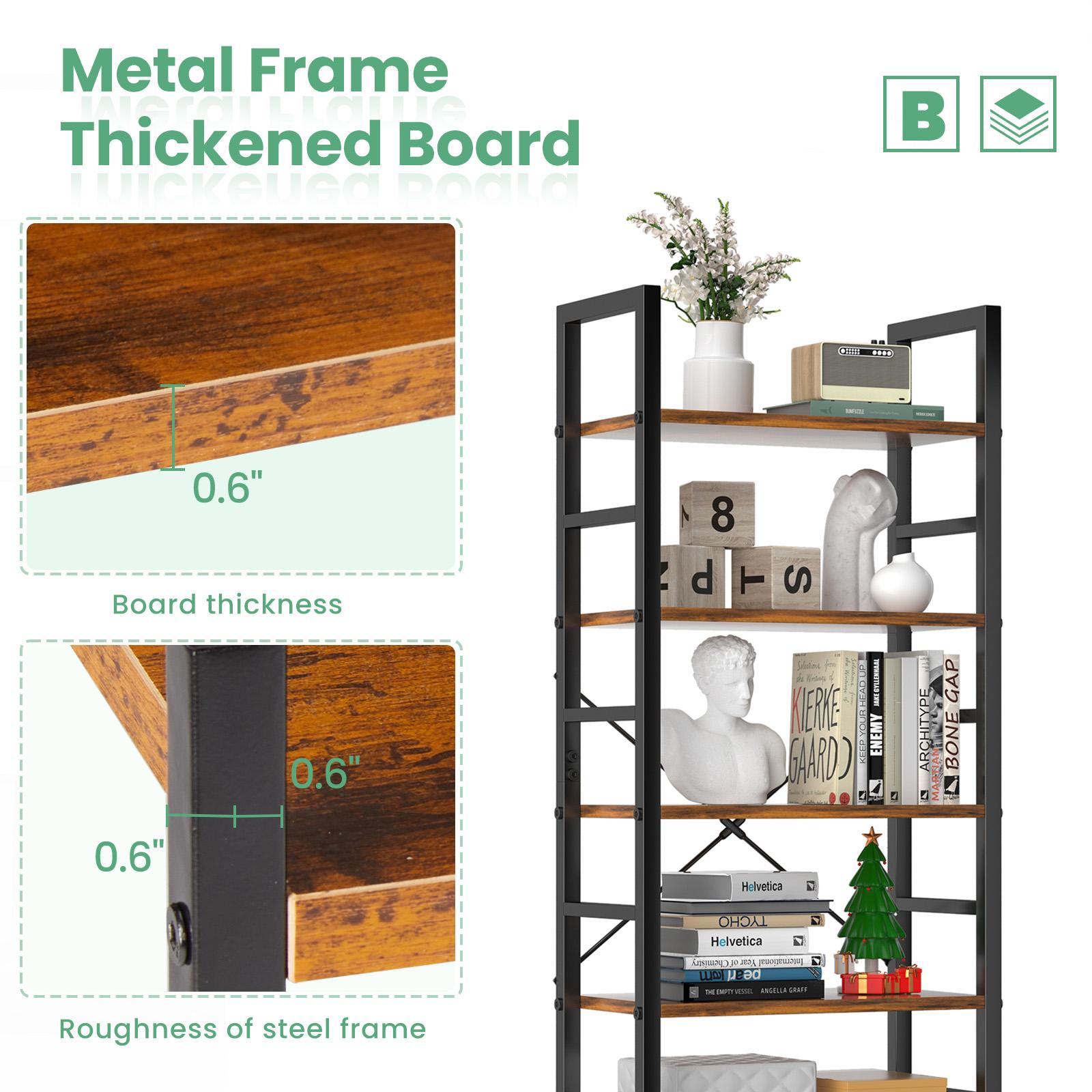 5 Tiers Bookshelf, Classically Modern Book Shelf, Book Rack, Storage Rack Shelves in Living Room/Home/Office