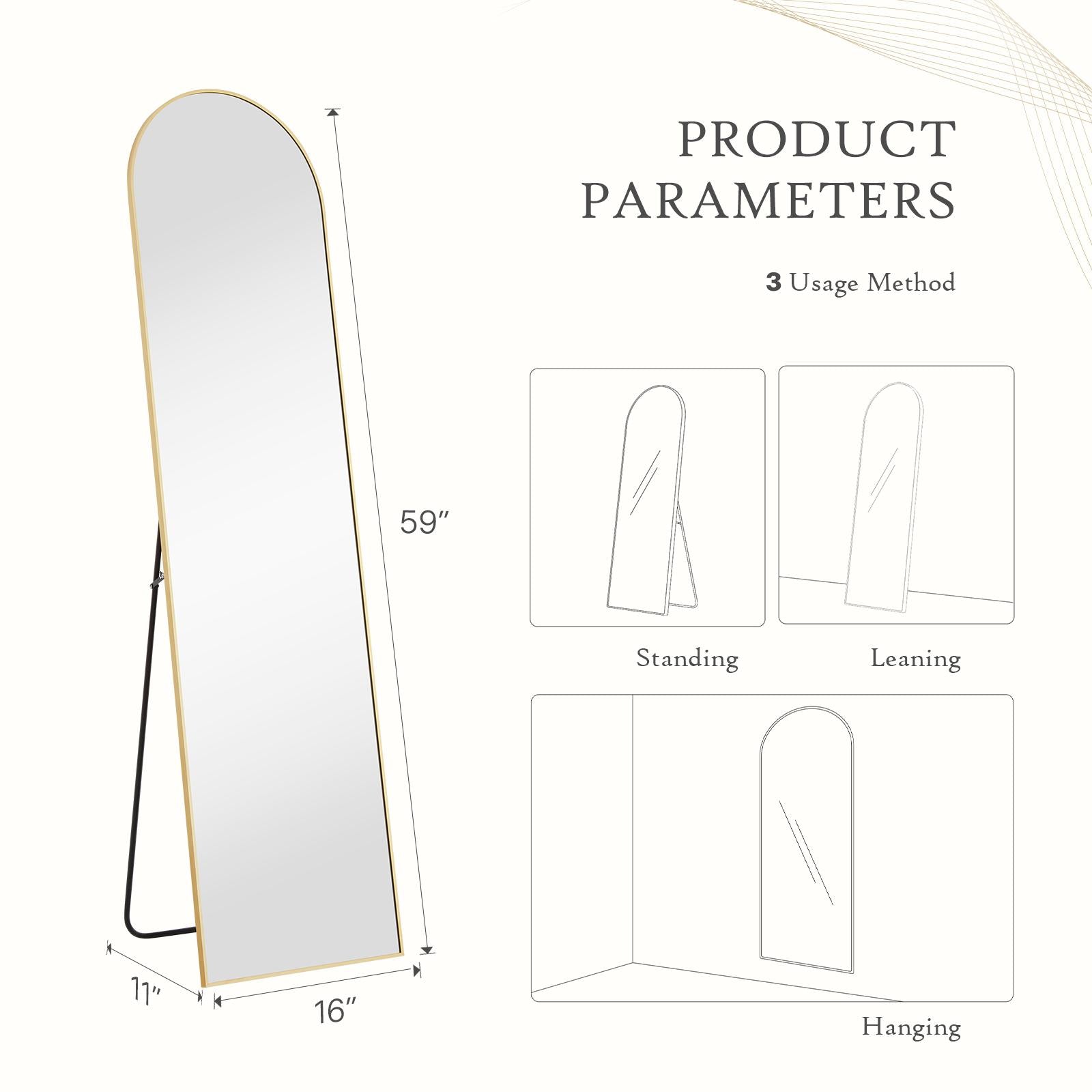 Arched Full Length Mirror  Full Body Mirror Floor Mirror Standing Hanging or Leaning Wall