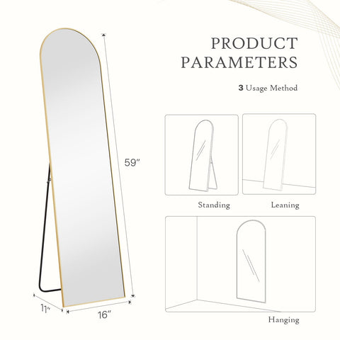Arched Full Length Mirror  Full Body Mirror Floor Mirror Standing Hanging or Leaning Wall