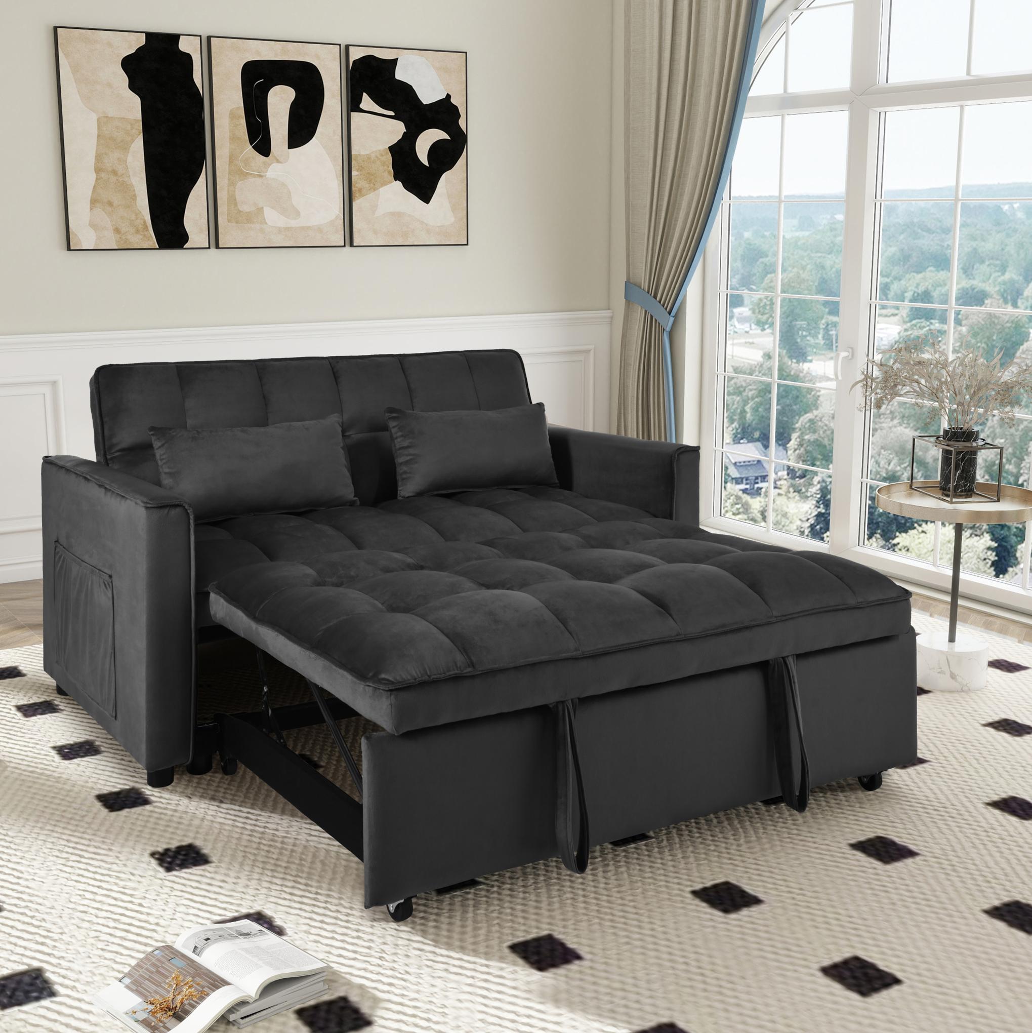 Convertible Sofa Bed,3-in-1 Pull Out Couch Bed with Reclining Backrest and Pillows,Sofa Bed Full Convertible Sleeper Loveseat for various occasions