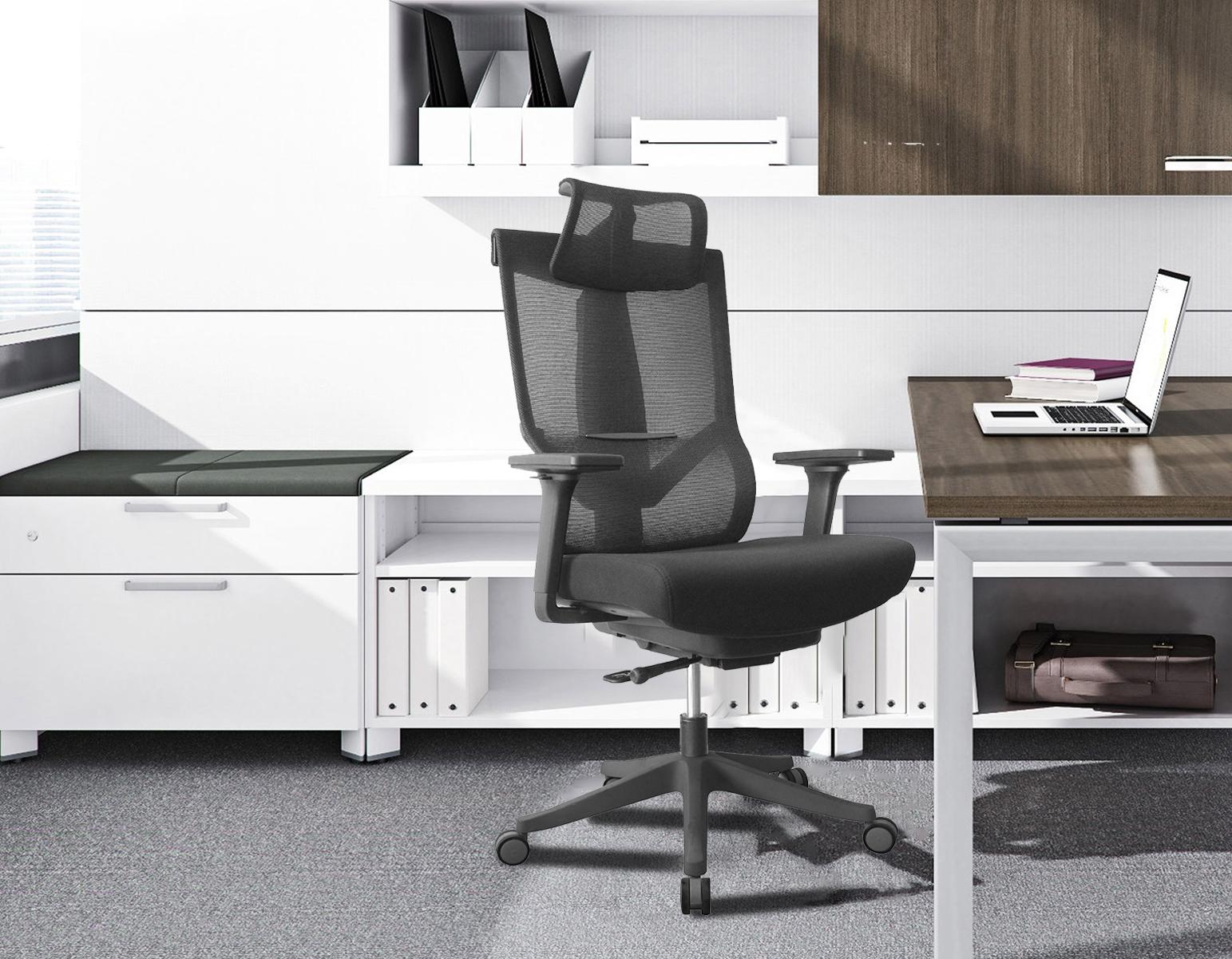 Excustive office chair with headrest and 2D armrest, chase back function with 7 gears adjustment, ti