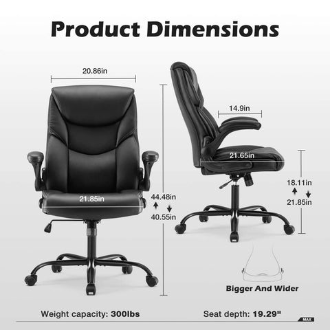 Big and Tall Office High Back Ergonomic Executive Desk Extra Wide Seat