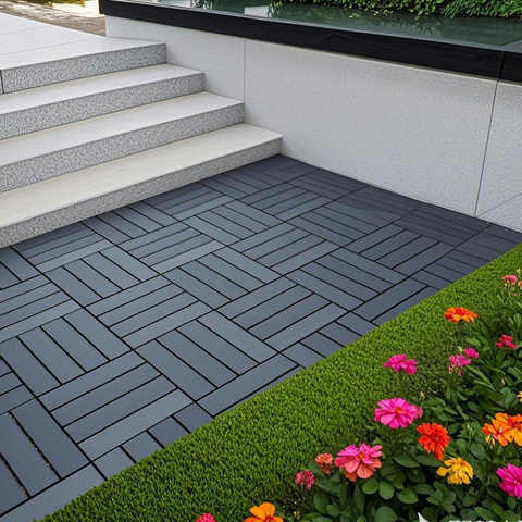 Plastic Interlocking Deck Tiles,44 Pack Patio Deck Tiles,12"x12" Square Waterproof Outdoor All Weather Use, Patio Decking Tiles for Poolside Balcony B