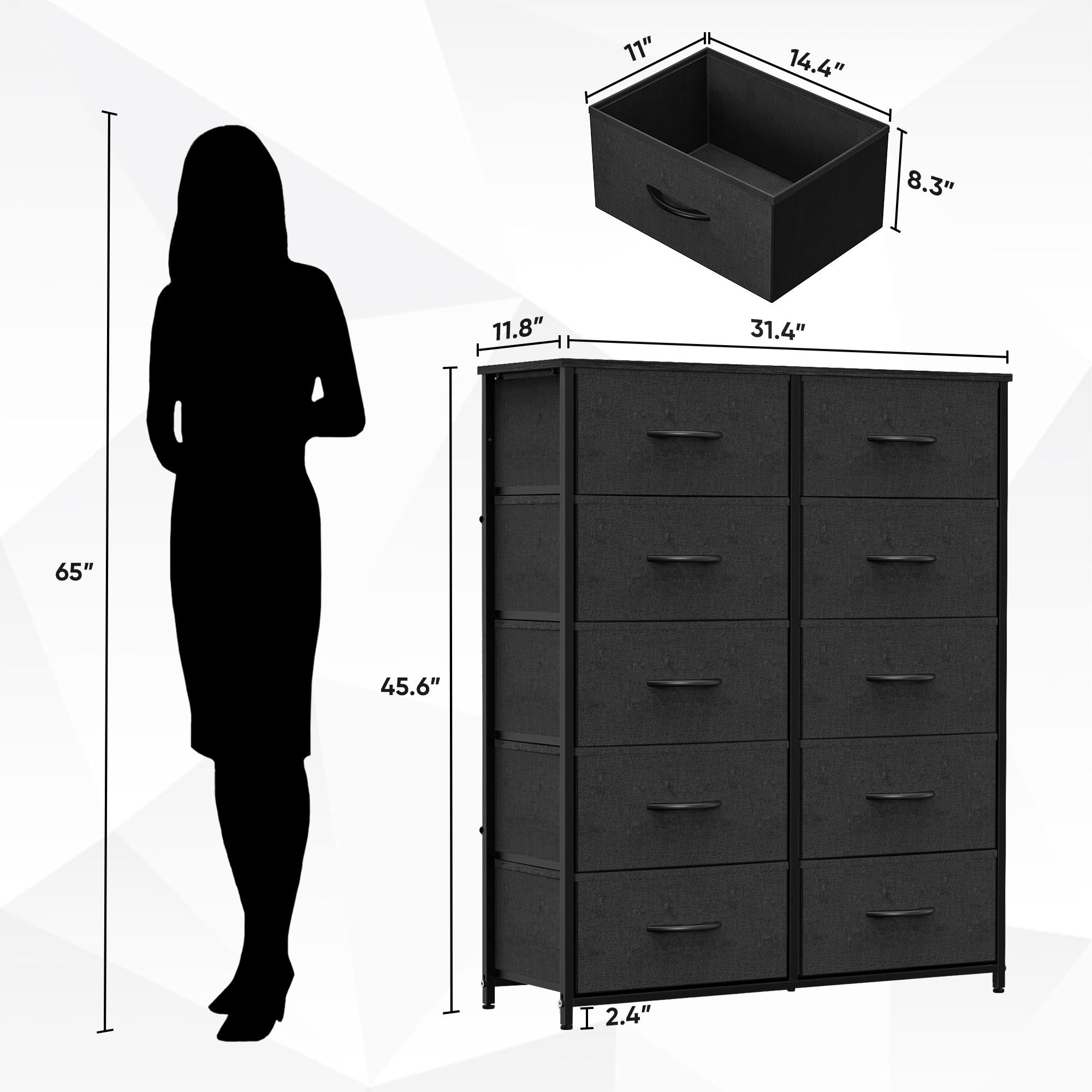 Dresser for Bedroom, Drawer Dresser Organizer Storage Drawers Fabric Storage Tower