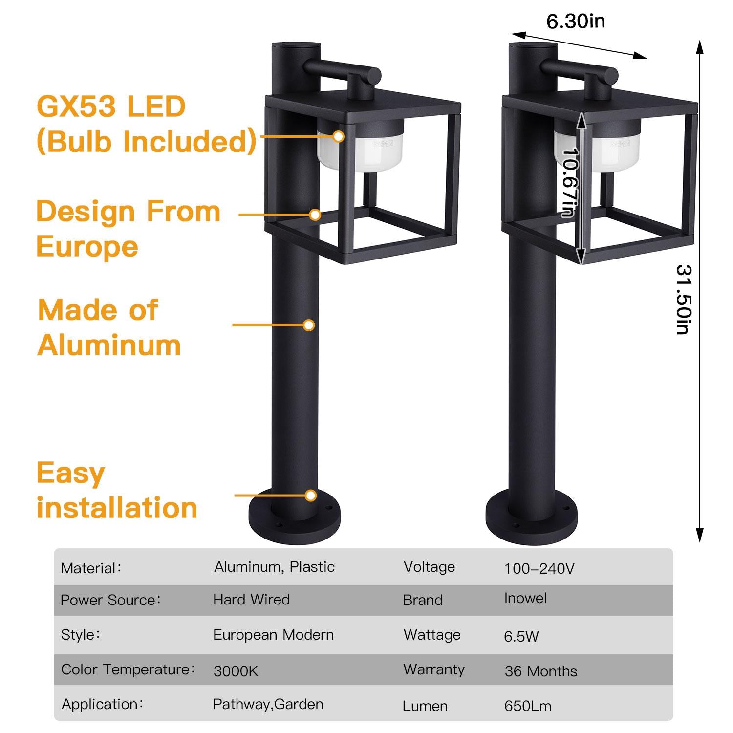 Outdoor Pathway LED Lights IP44 Waterproof Garden Lantern Modern Landscape Lighting