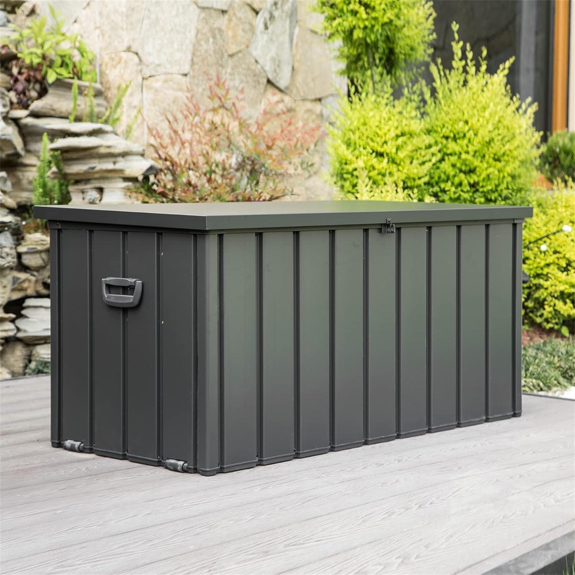 Outdoor Storage Deck Box Waterproof, Large Patio Storage Bin for Outside Cushions, Throw Pillows, Garden Tools, Lockable