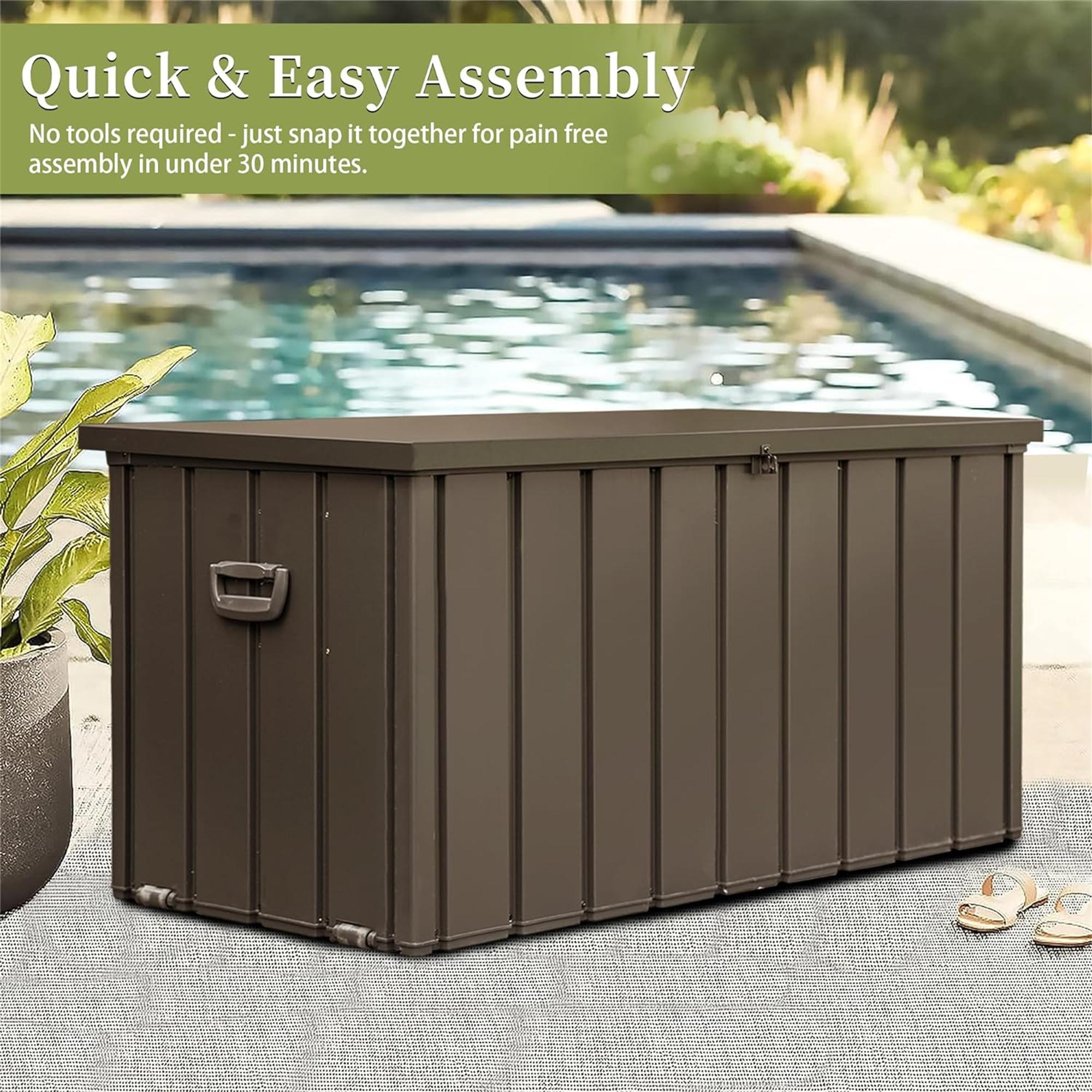 Outdoor Storage Deck Box Waterproof, Large Patio Storage Bin for Outside Cushions, Throw Pillows, Garden Tools, Lockable