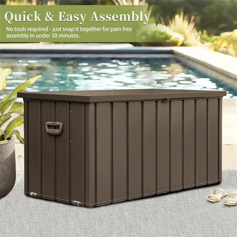 Outdoor Storage Deck Box Waterproof, Large Patio Storage Bin for Outside Cushions, Throw Pillows, Garden Tools, Lockable