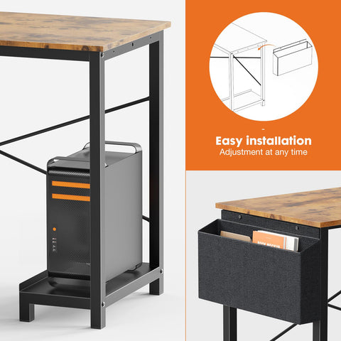 L Shaped Desk,Computer Corner Desk,PC Gaming Desk Table with Side Storage Bag