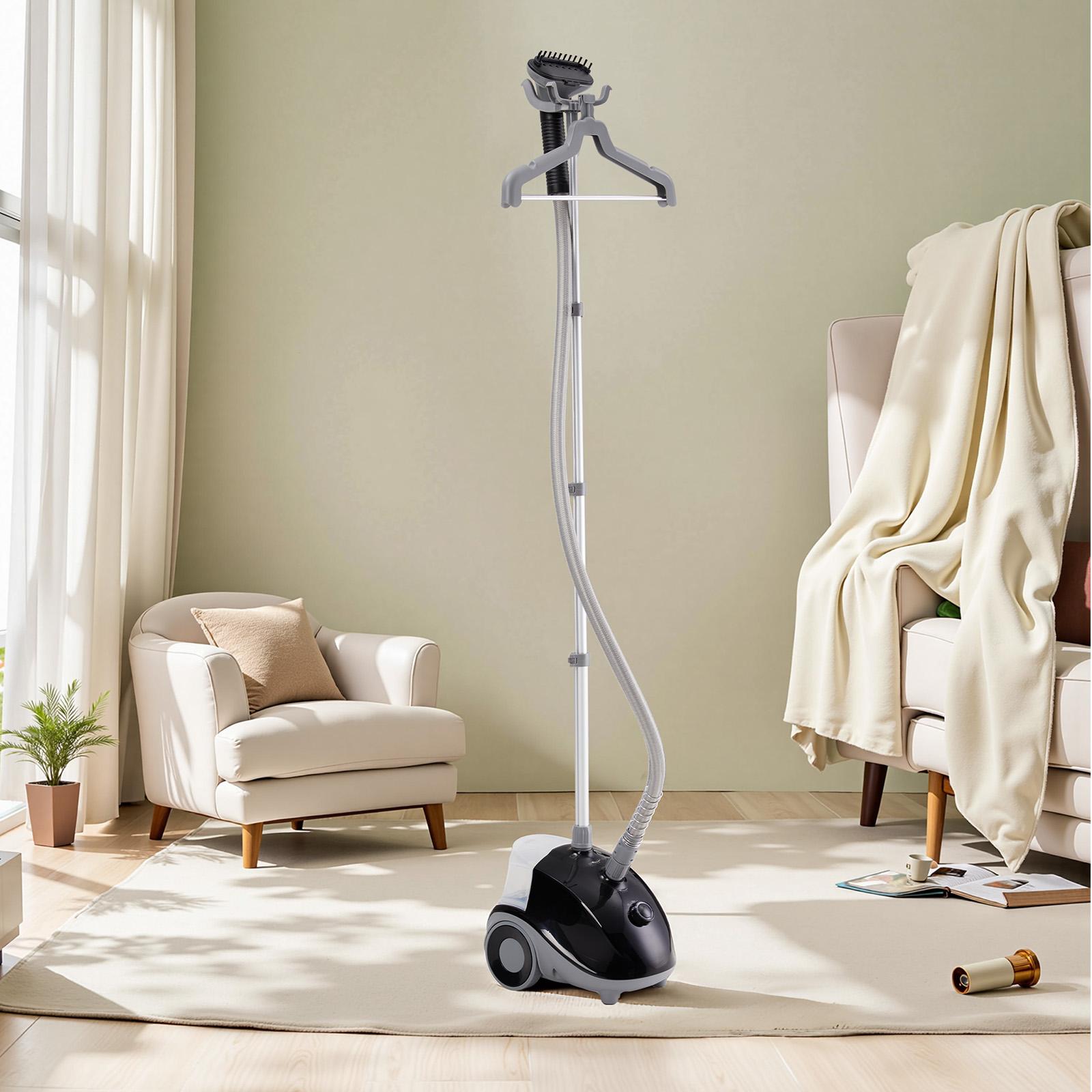 Standing Garment Steamer, 1500W Powerful Steamer for Clothes with Roll Wheels, 1.7L Water Tank for 55 Min Continuous Steaming