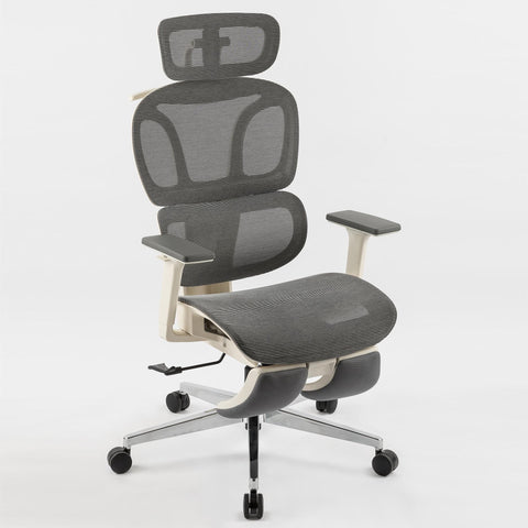 Full mesh office chair, ergonomic office chair, office mesh chair, adjustable headrest, armrests, foot pedals, with hanger