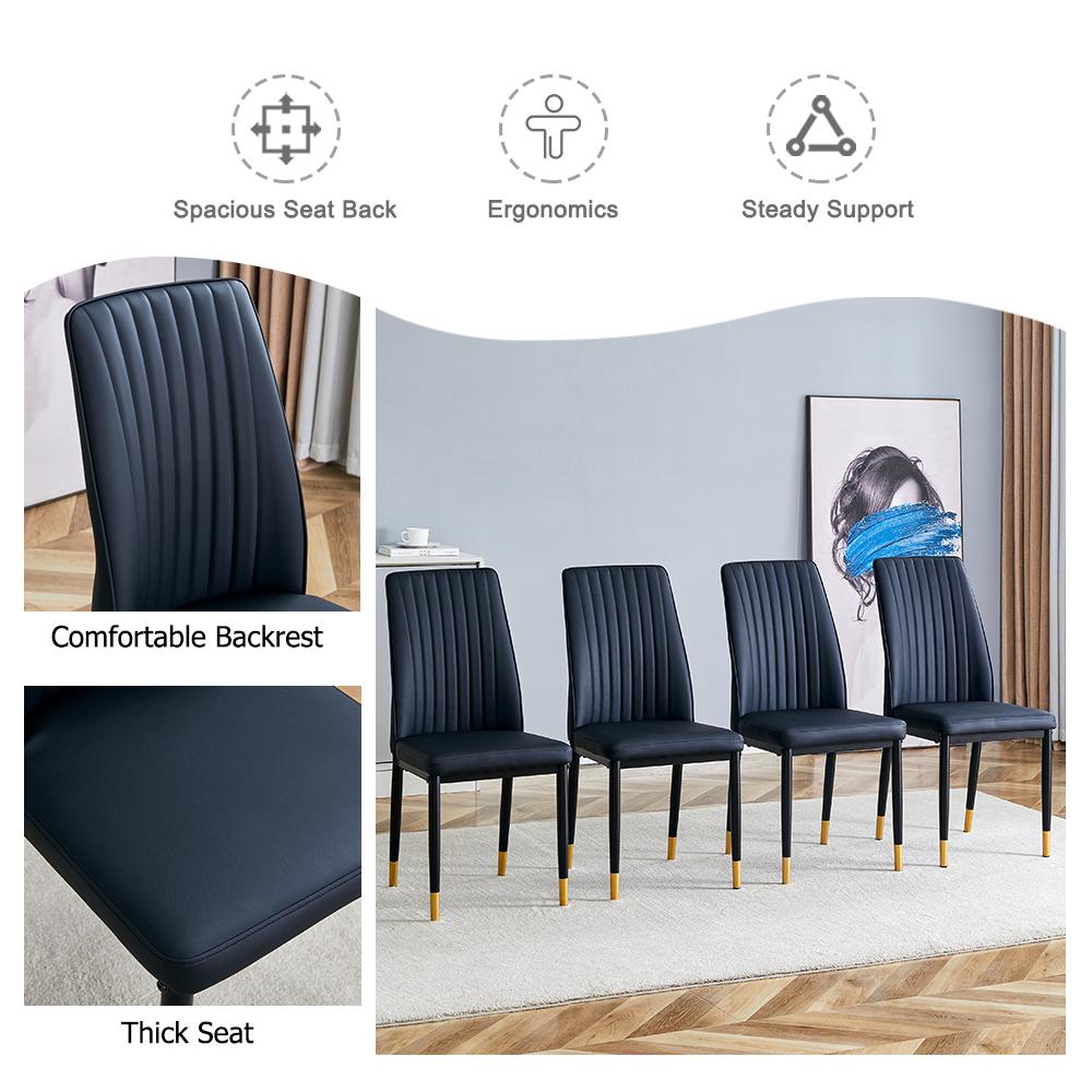 A set of 4 dining chairs, PU material high backrest seats and sturdy leg chairs, suitable for restaurants, kitchens, and living rooms.