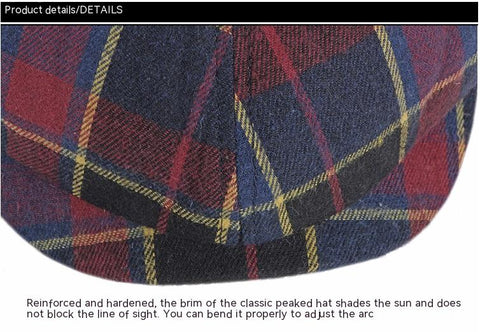 Men's Plaid Beret Octagonal Cap
