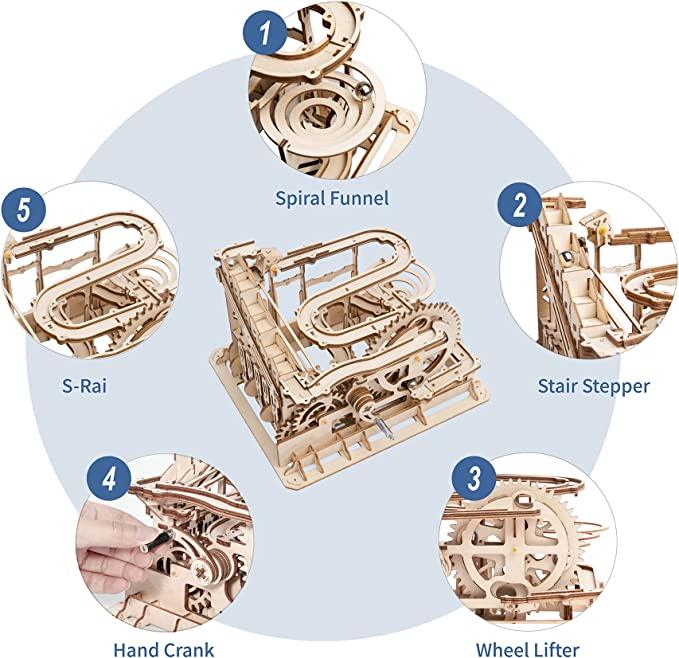 Robotime DIY 3D Wooden Puzzle Marble Run Assembly Model Building Block Stem Toy For Kids Adult