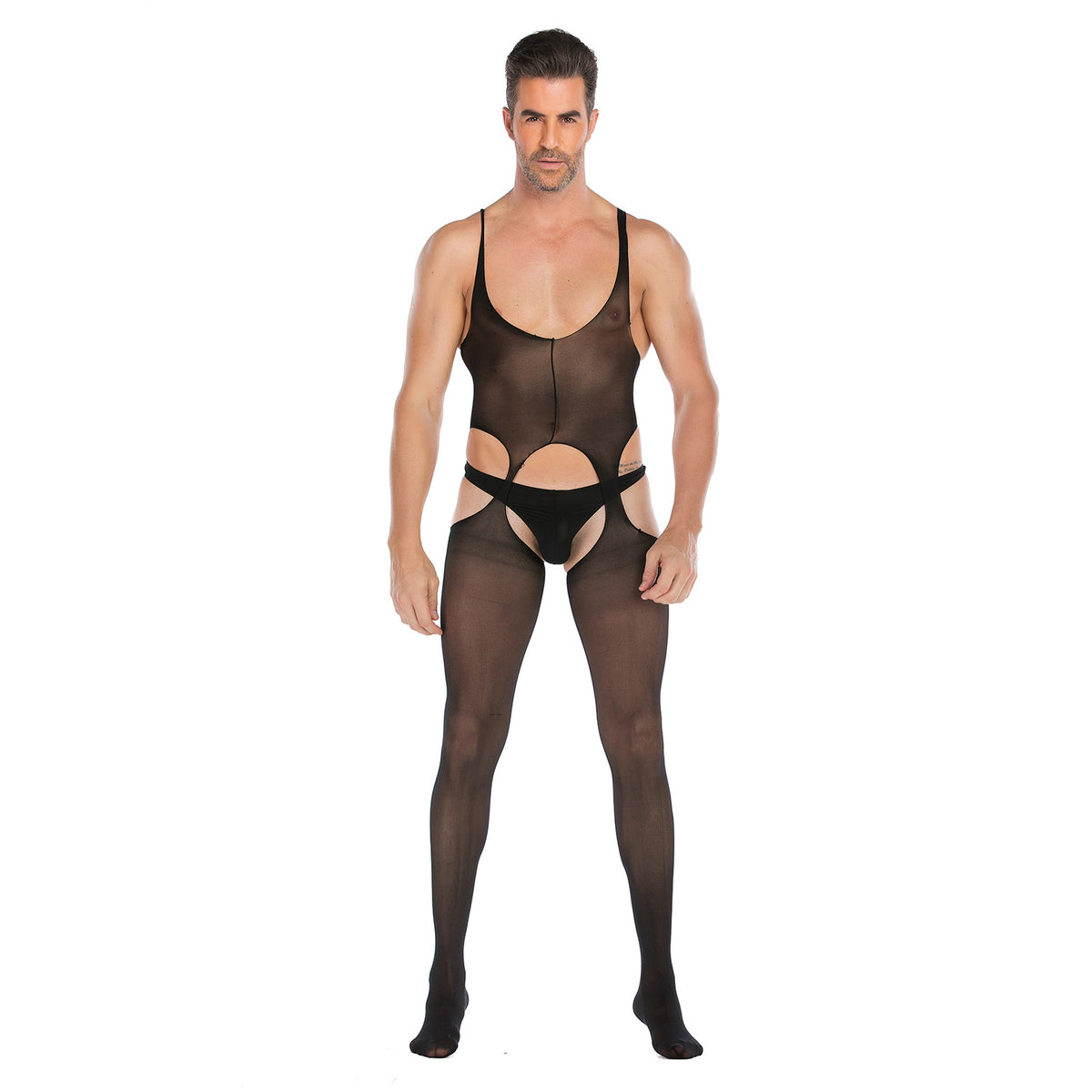 Solid Color Sleeveless Tank Top Stockings  One Piece