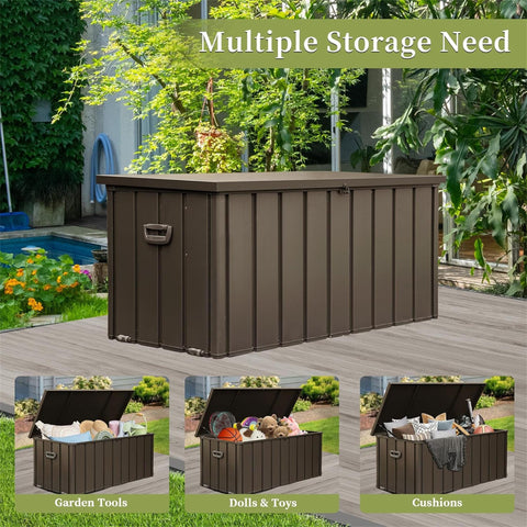 Outdoor Storage Deck Box Waterproof, Large Patio Storage Bin for Outside Cushions, Throw Pillows, Garden Tools, Lockable