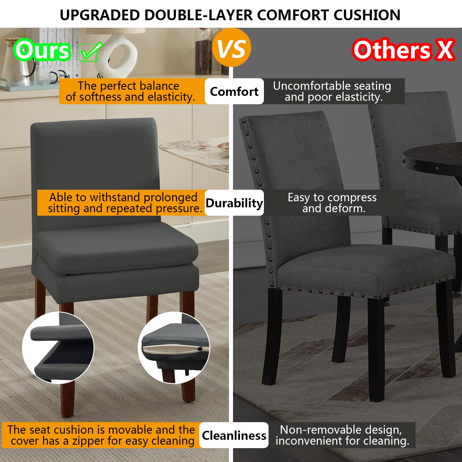 Armless linen dining chair with cushioned seat, featuring modern minimalist design suitable for various occasions.Set of 2 (2-Pack)