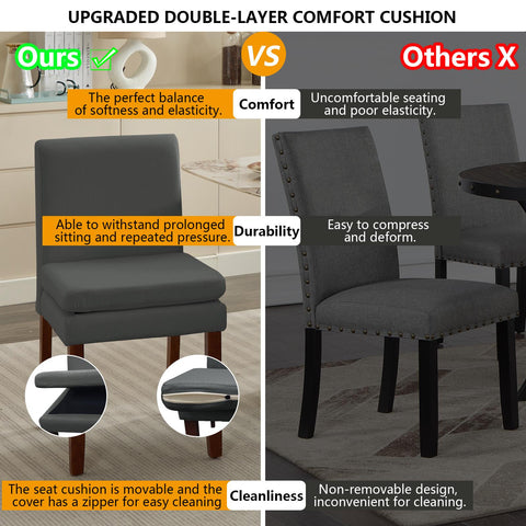 Armless linen dining chair with cushioned seat, featuring modern minimalist design suitable for various occasions.Set of 2 (2-Pack)