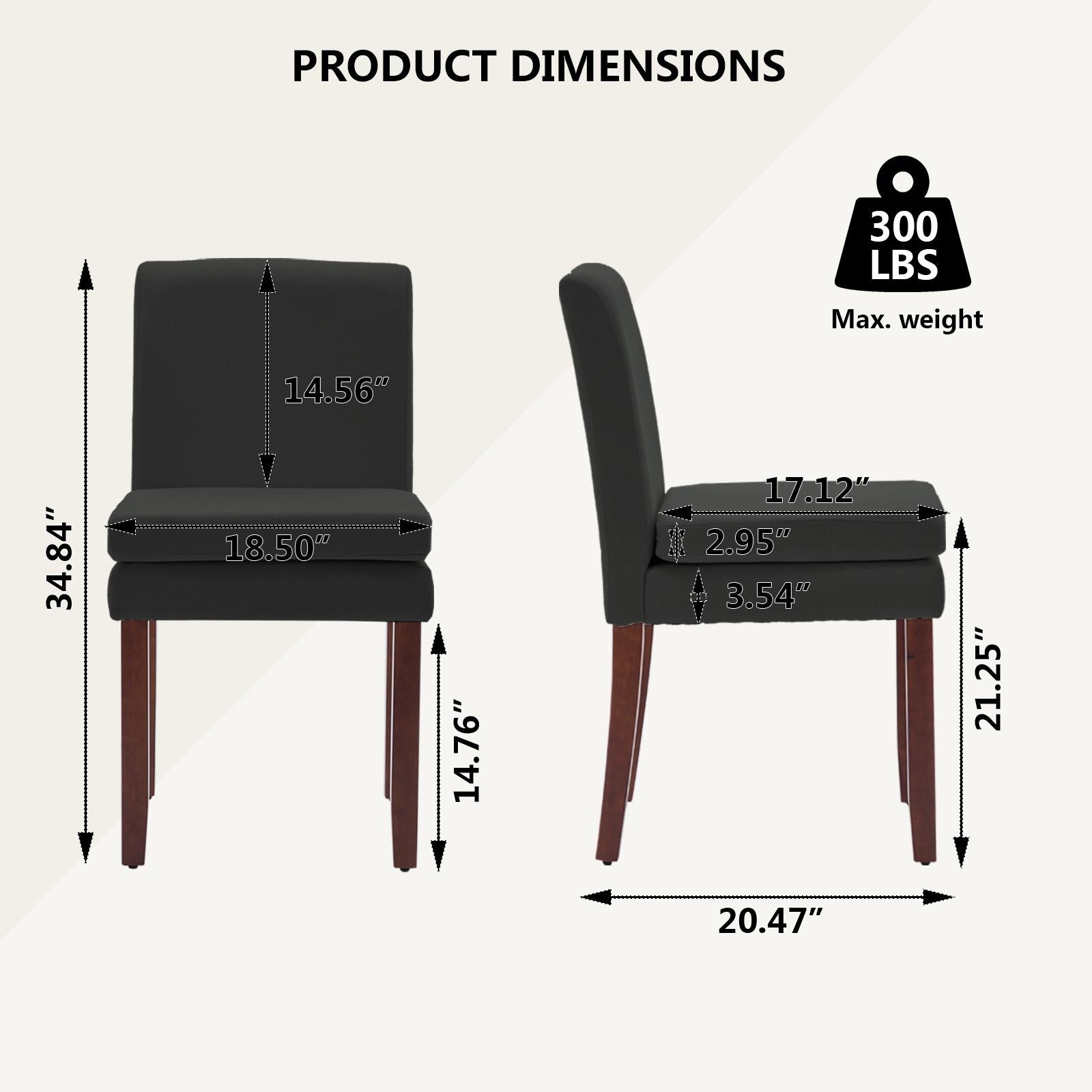 Armless linen dining chair with cushioned seat, featuring modern minimalist design suitable for various occasions.Set of 2 (2-Pack)
