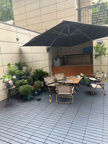 Plastic Interlocking Deck Tiles,44 Pack Patio Deck Tiles,12"x12" Square Waterproof Outdoor All Weather Use, Patio Decking Tiles for Poolside Balcony B