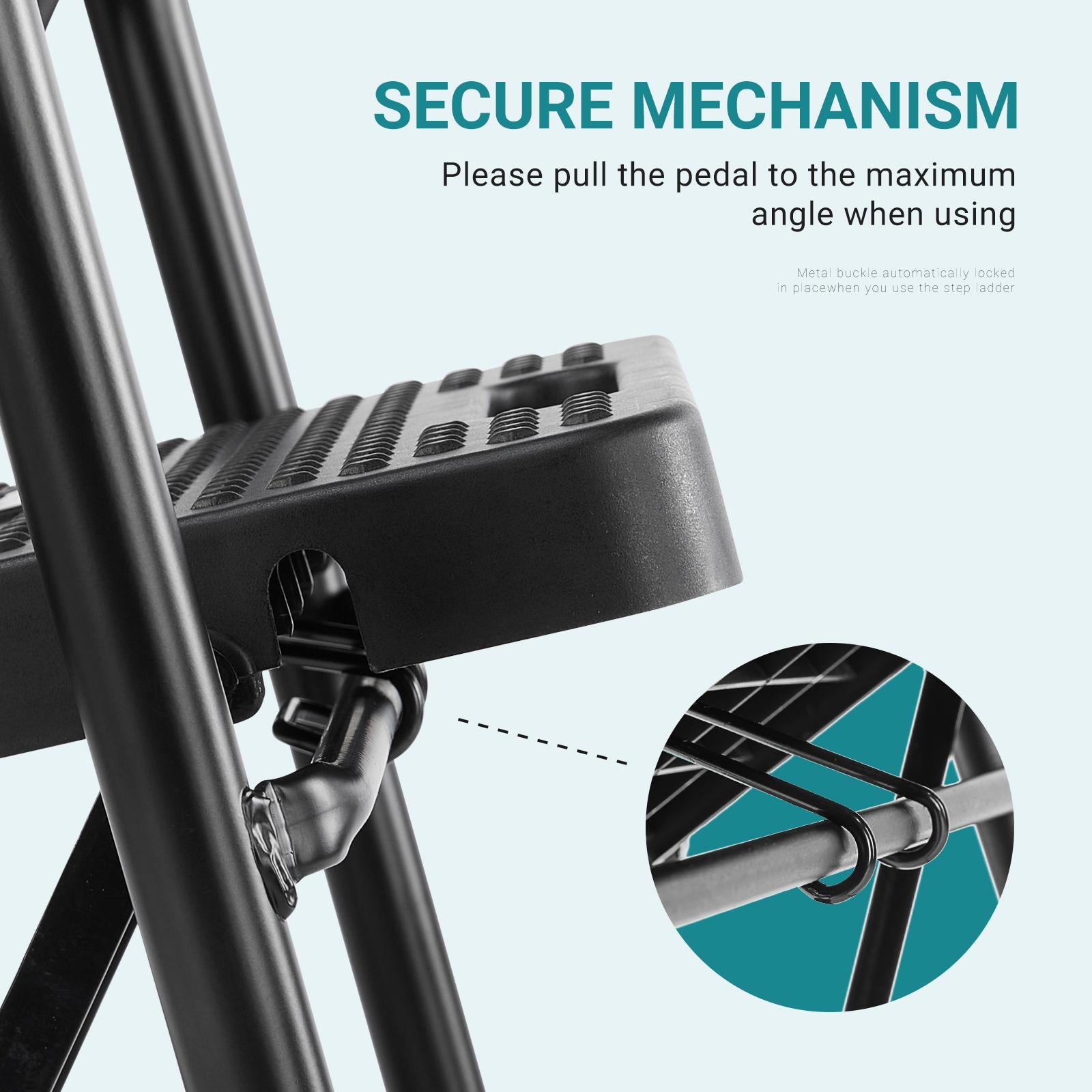 Household portable 3-layer step ladder, with safety buckle stable and safe