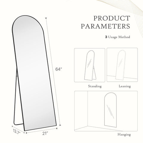 Arched Full Length Mirror  Full Body Mirror Floor Mirror Standing Hanging or Leaning Wall
