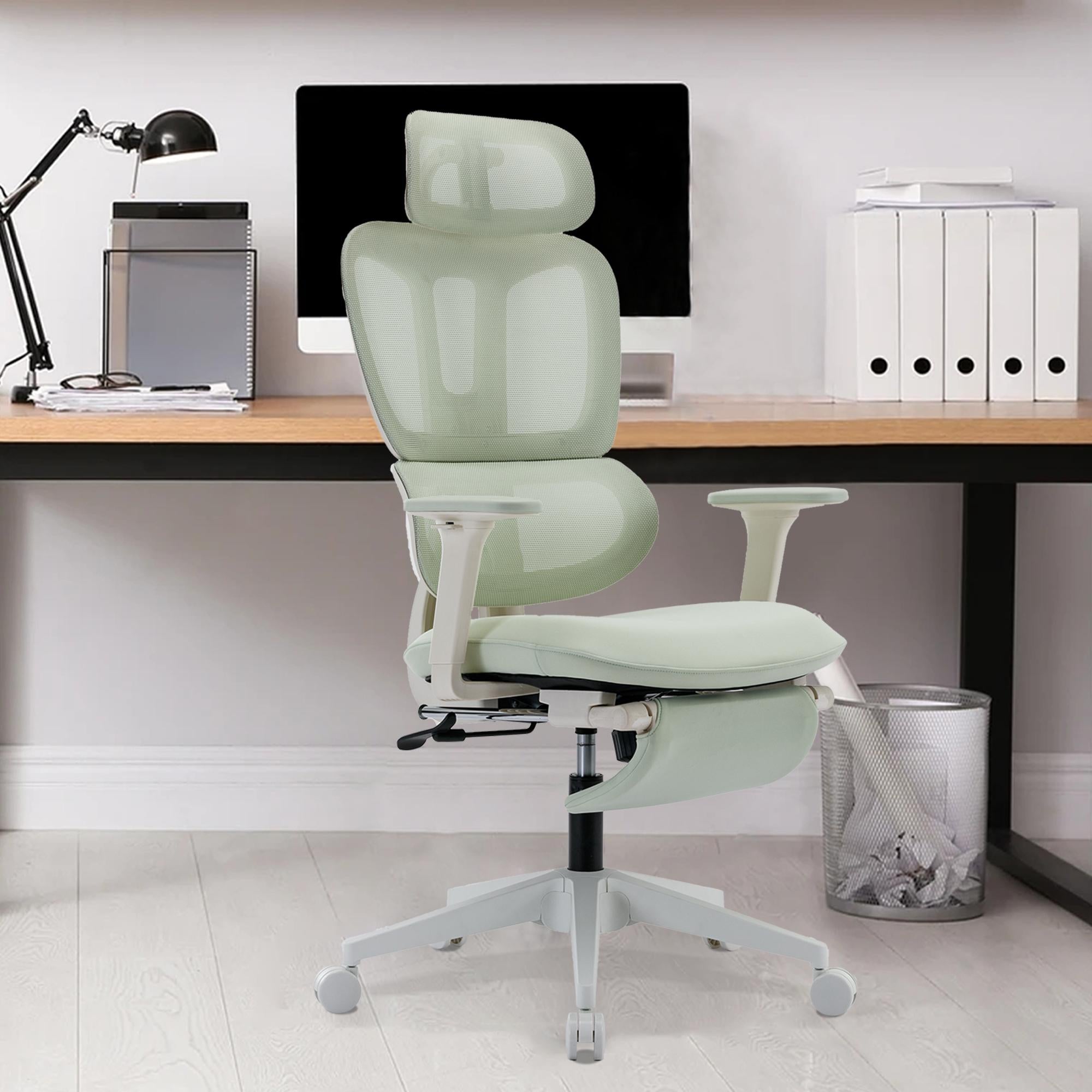 High Back Office Chair with 2d armrest and foot rest, tilt function max 128°,Black