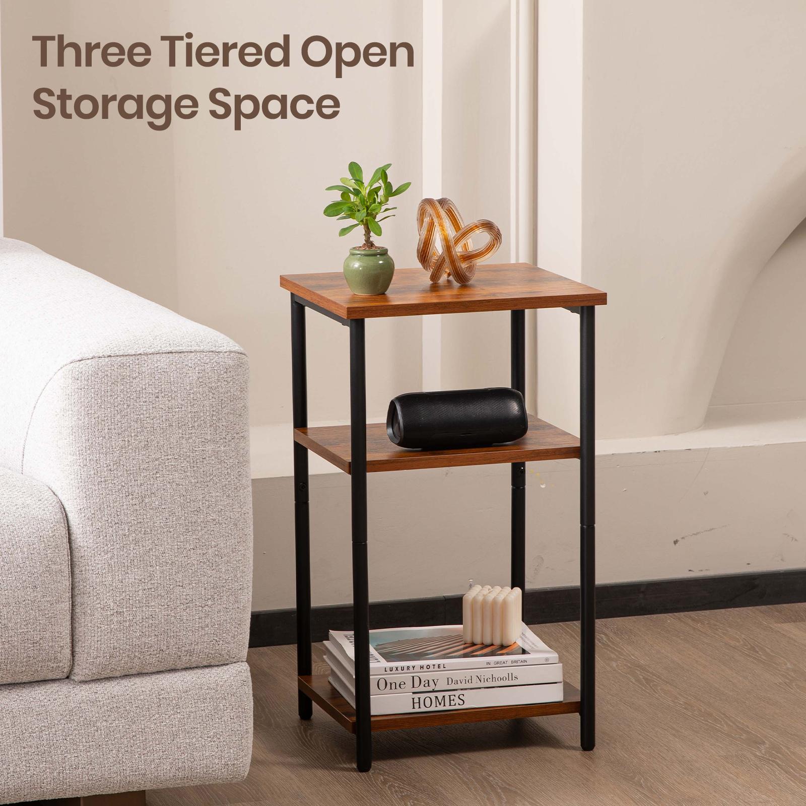 3 layer coffee table with adjustable height, small bedside table, storage shelf, suitable for bedroom, living room, office space saving
