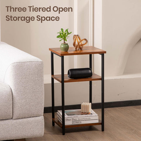 3 layer coffee table with adjustable height, small bedside table, storage shelf, suitable for bedroom, living room, office space saving