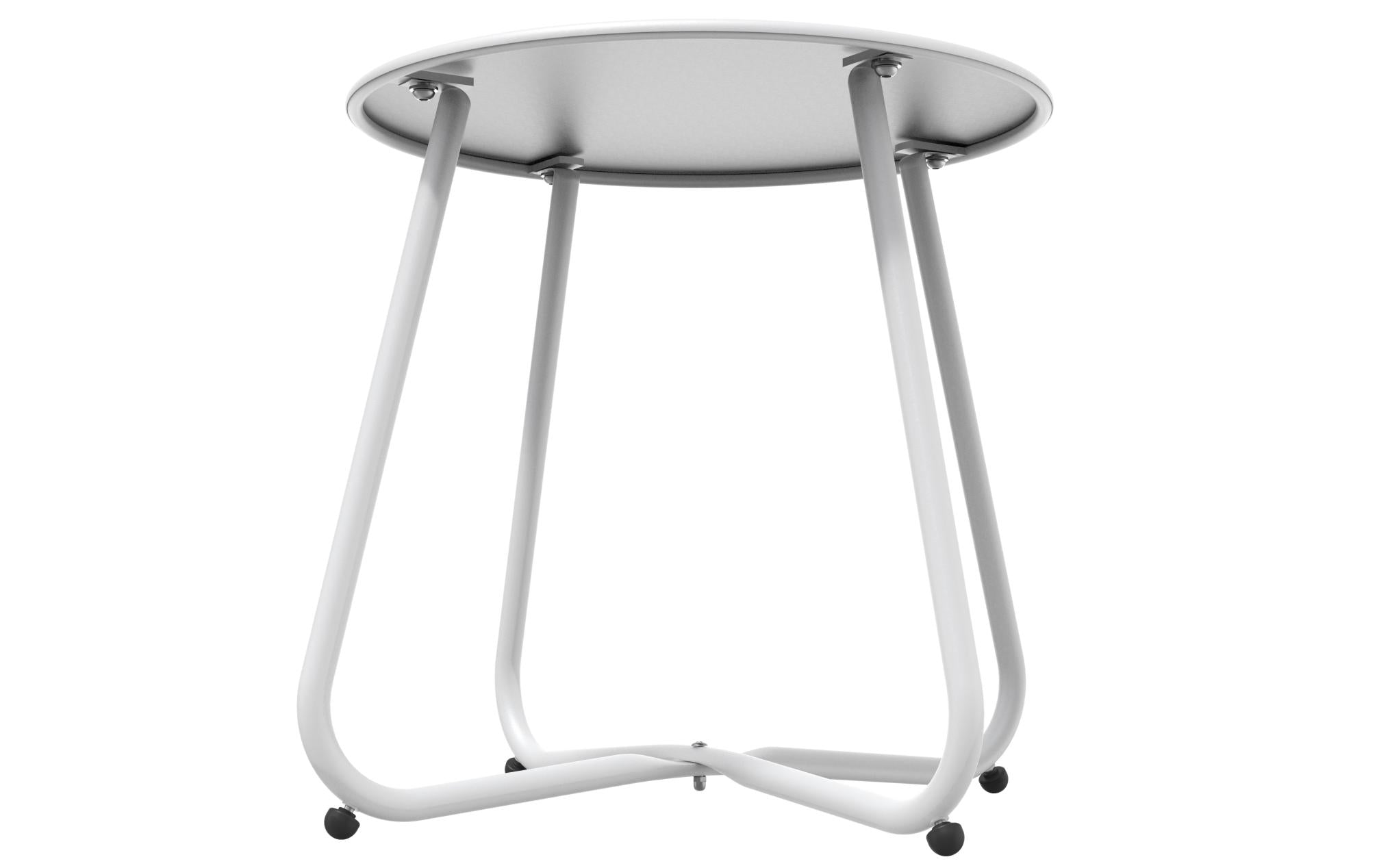 Mydepot SR Steel Patio Side Table, Weather Resistant Outdoor Round End Table
