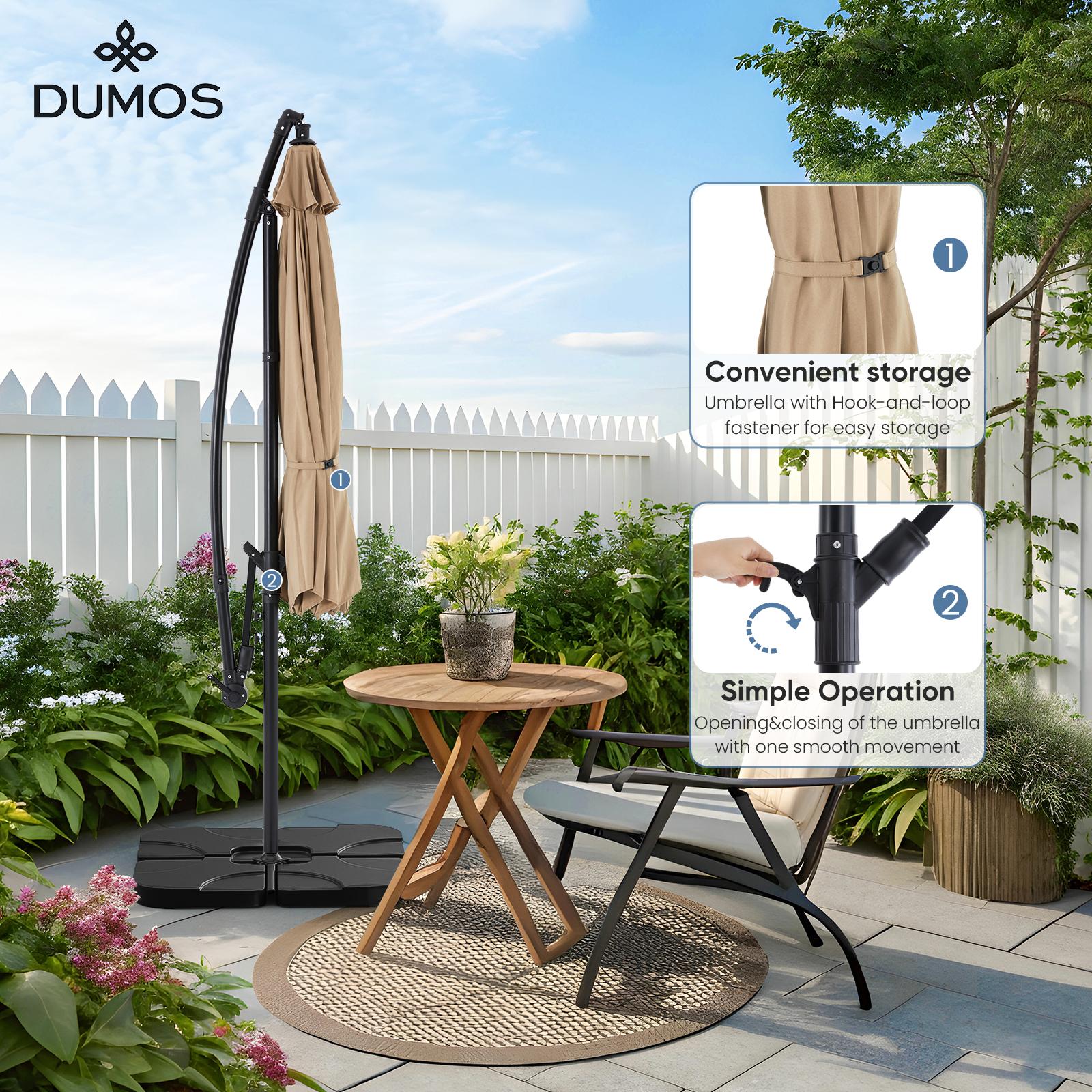 9.8FT Offset Patio Umbrella Hanging Cantilever Umbrella Outdoor Sun Shade with Easy Tilt Adjustment, 8 Ribs, UV Protection for Backyard, Lawn