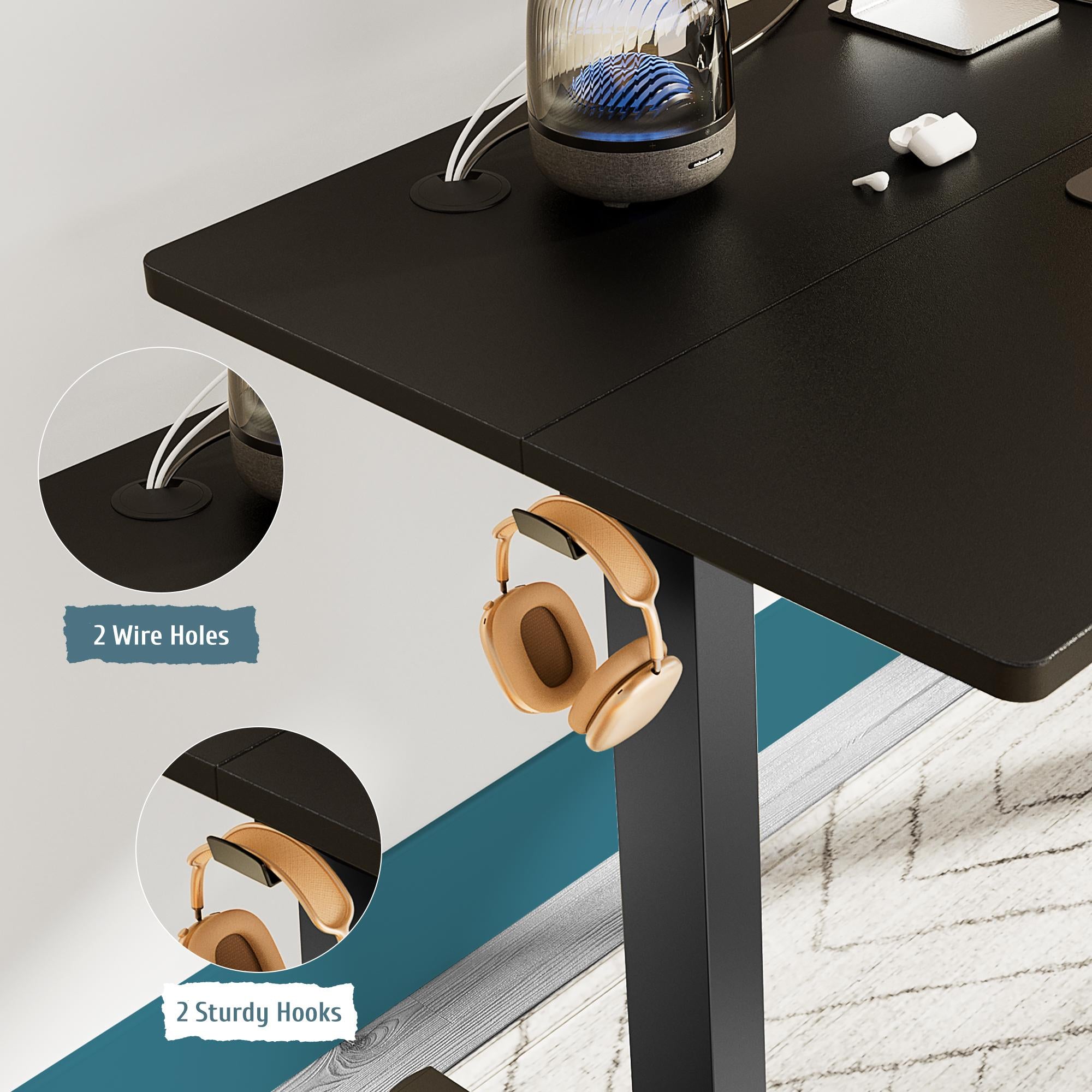 Ergonomic Height Adjustable Table with T-Shaped Metal Bracket Modern Computer Workstations