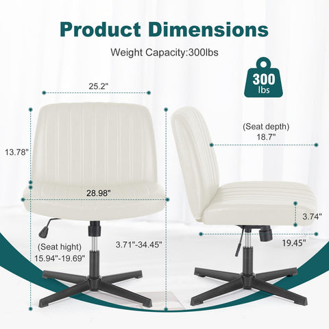 Cross-Legged Chair,No Wheels Armless Swivel Home Office Chair