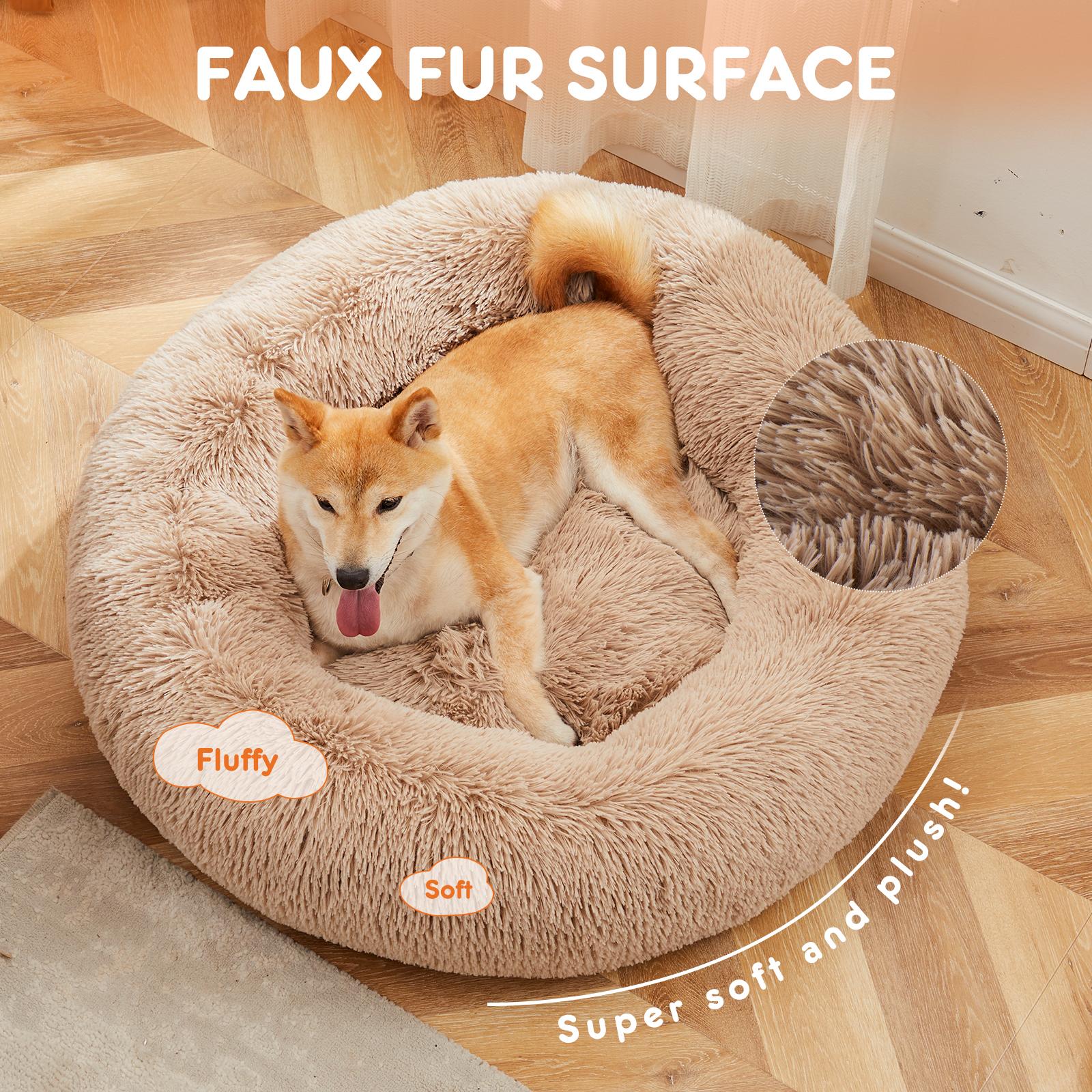 Anti-Slip Round Fluffy Plush Faux Fur Cat Bed